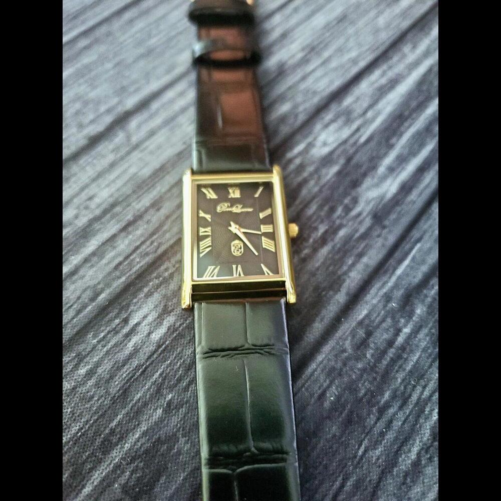 Authentic Pierre Lucerne Slim Quartz‎ Mens Ebony Tank Watch - Picture 8 of 11